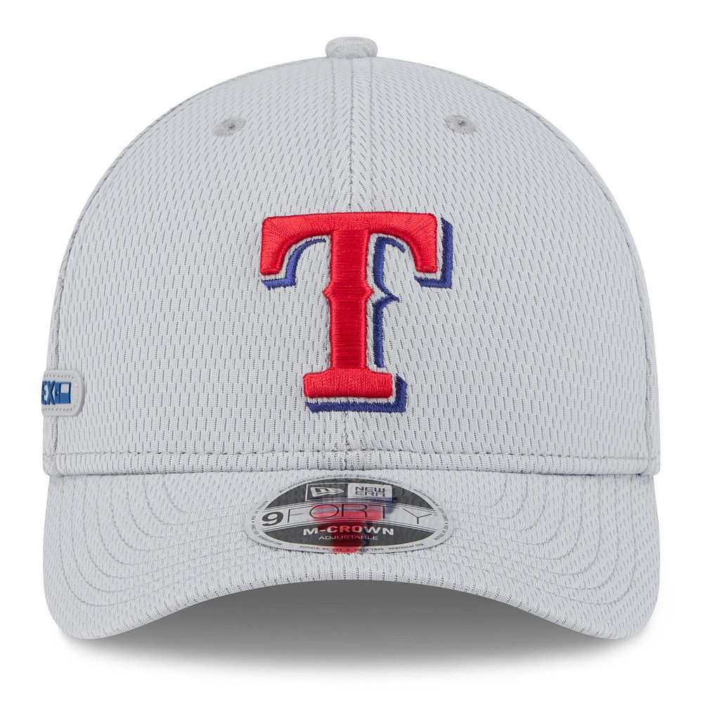 Men's New Era Gray Texas Rangers 2025 MLB Clubhouse 9FORTY M-Crown Adjustable Hat