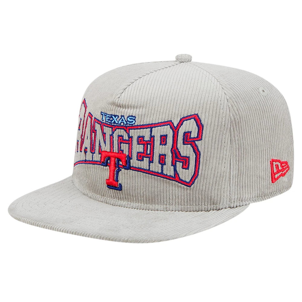 Casquette de golf à visière snapback Texas Rangers grise New Era pour homme