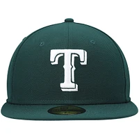 Casquette ajustée 59FIFTY verte avec logo blanc des Texas Rangers New Era pour homme