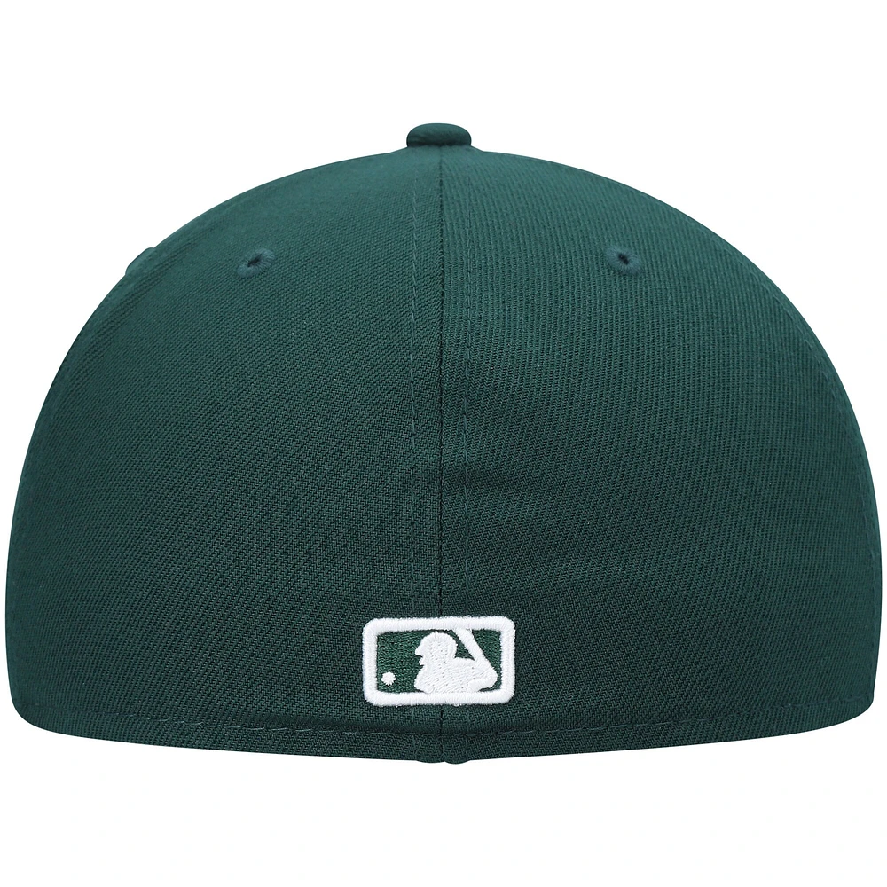 Casquette ajustée 59FIFTY verte avec logo blanc des Texas Rangers New Era pour homme