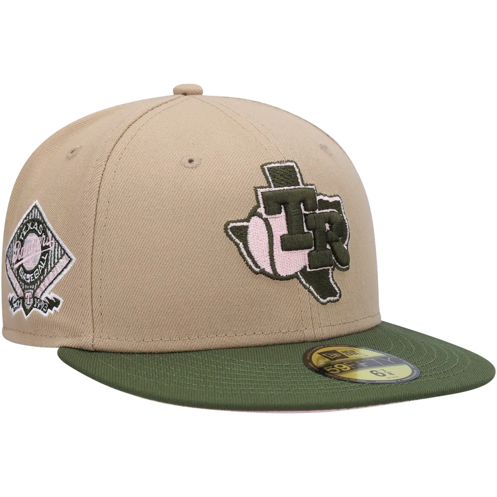 New Era Men's New Era Khaki/Olive Texas Rangers Pink Undervisor 59FIFTY  Fitted Hat