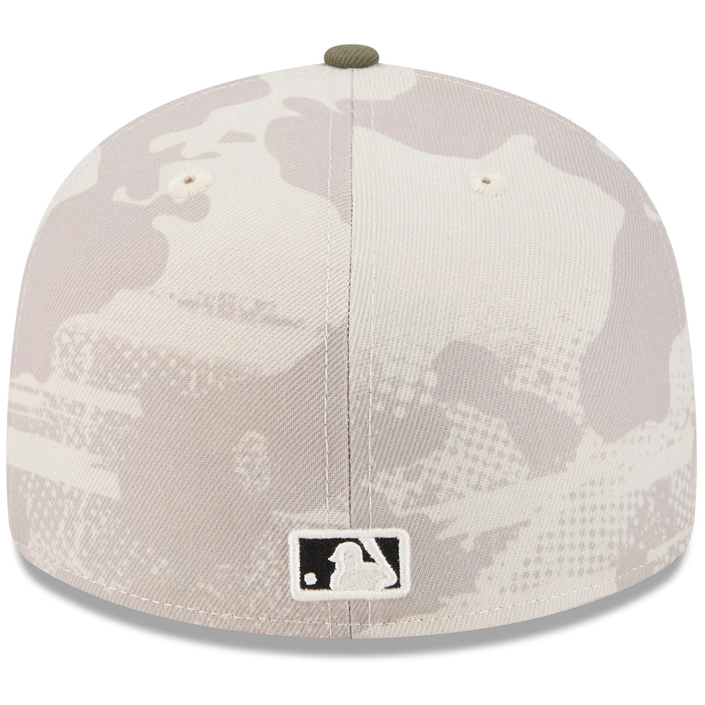 Men's New Era Light Beige/Olive Texas Rangers 2025 Armed Forces Day 59FIFTY Fitted Hat