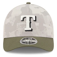 Men's New Era Light Beige/Olive Texas Rangers 2025 Armed Forces Day 9FORTY M-Crown A-Frame Adjustable Hat