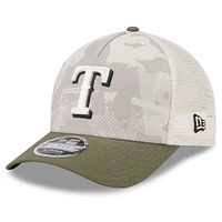 Men's New Era Light Beige/Olive Texas Rangers 2025 Armed Forces Day 9FORTY M-Crown A-Frame Adjustable Hat