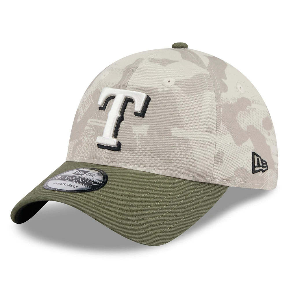 Men's New Era Light Beige/Olive Texas Rangers 2025 Armed Forces Day 9TWENTY Adjustable Hat