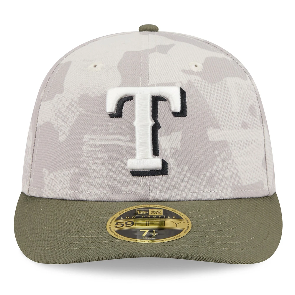 Men's New Era Light Beige/Olive Texas Rangers 2025 Armed Forces Day Low Profile 59FIFTY Fitted Hat
