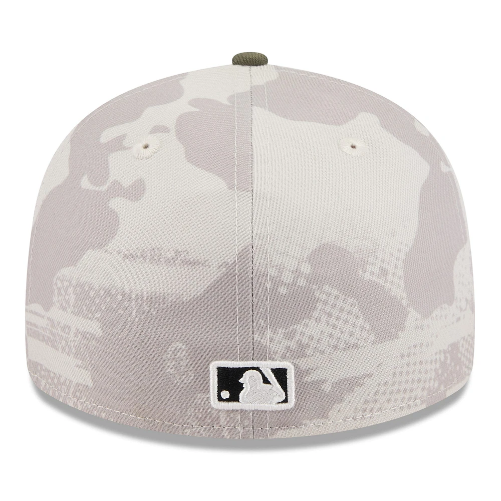 Men's New Era Light Beige/Olive Texas Rangers 2025 Armed Forces Day Low Profile 59FIFTY Fitted Hat