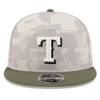 Men's New Era Light Beige/Olive Texas Rangers 2025 Armed Forces Day Split Panel 9FIFTY Snapback Hat
