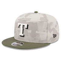 Men's New Era Light Beige/Olive Texas Rangers 2025 Armed Forces Day Split Panel 9FIFTY Snapback Hat