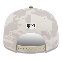 Men's New Era Light Beige/Olive Texas Rangers 2025 Armed Forces Day Split Panel 9FIFTY Snapback Hat