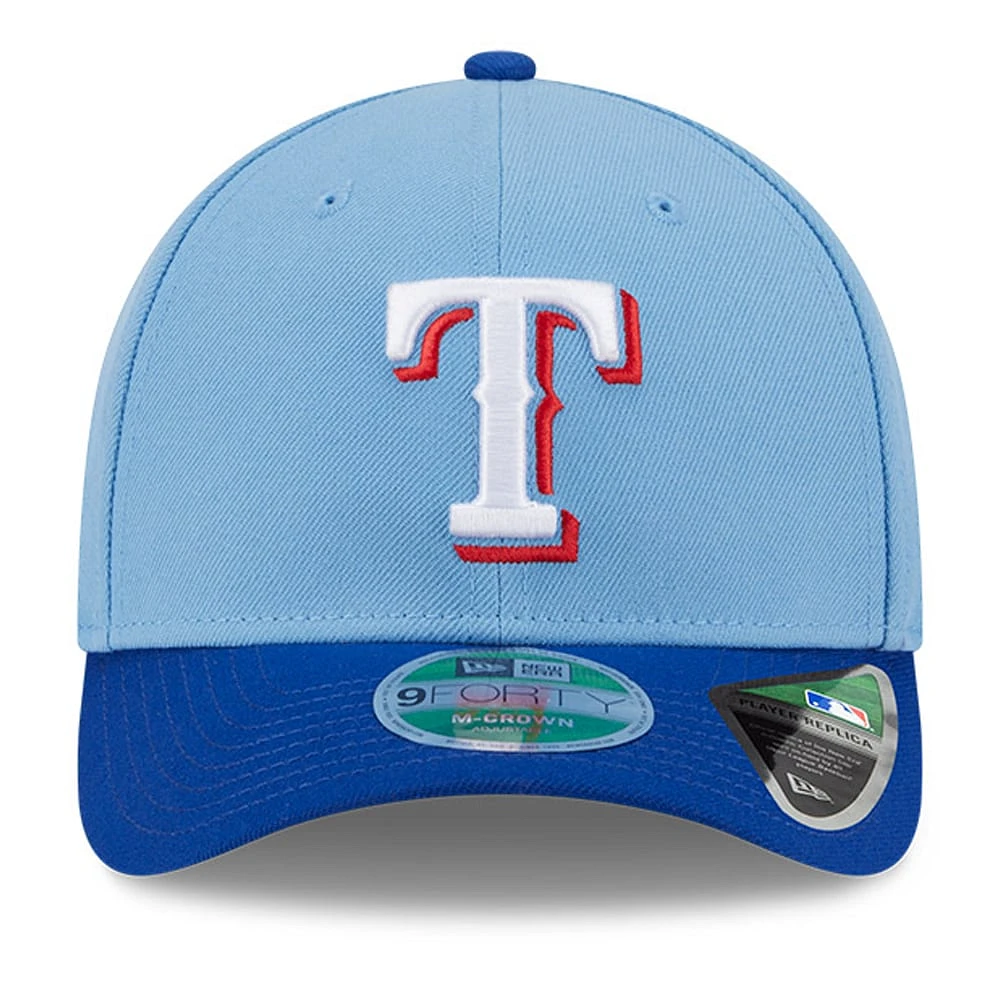 Men's New Era  Light Blue Texas Rangers Player Replica 9FORTY Adjustable Hat