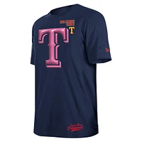 T-shirt à mâcher Big League des Texas Rangers New Era pour hommes, bleu marine