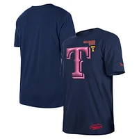 T-shirt à mâcher Big League des Texas Rangers New Era pour hommes, bleu marine