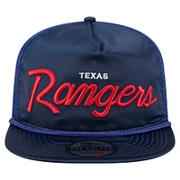 Men's New Era Navy Texas Rangers Retro Satin Script Golfer Adjustable Hat