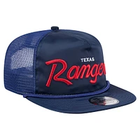 Men's New Era Navy Texas Rangers Retro Satin Script Golfer Adjustable Hat