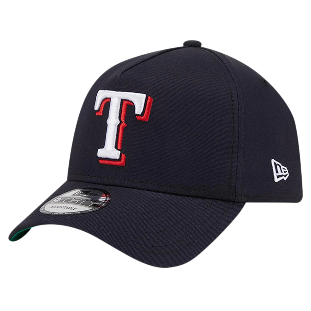 Casquette ajustable 9FORTY couleur équipe A-Frame des Texas Rangers New Era pour hommes, bleu marine