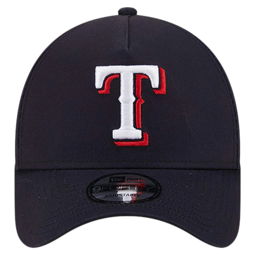 Casquette ajustable 9FORTY couleur équipe A-Frame des Texas Rangers New Era pour hommes, bleu marine