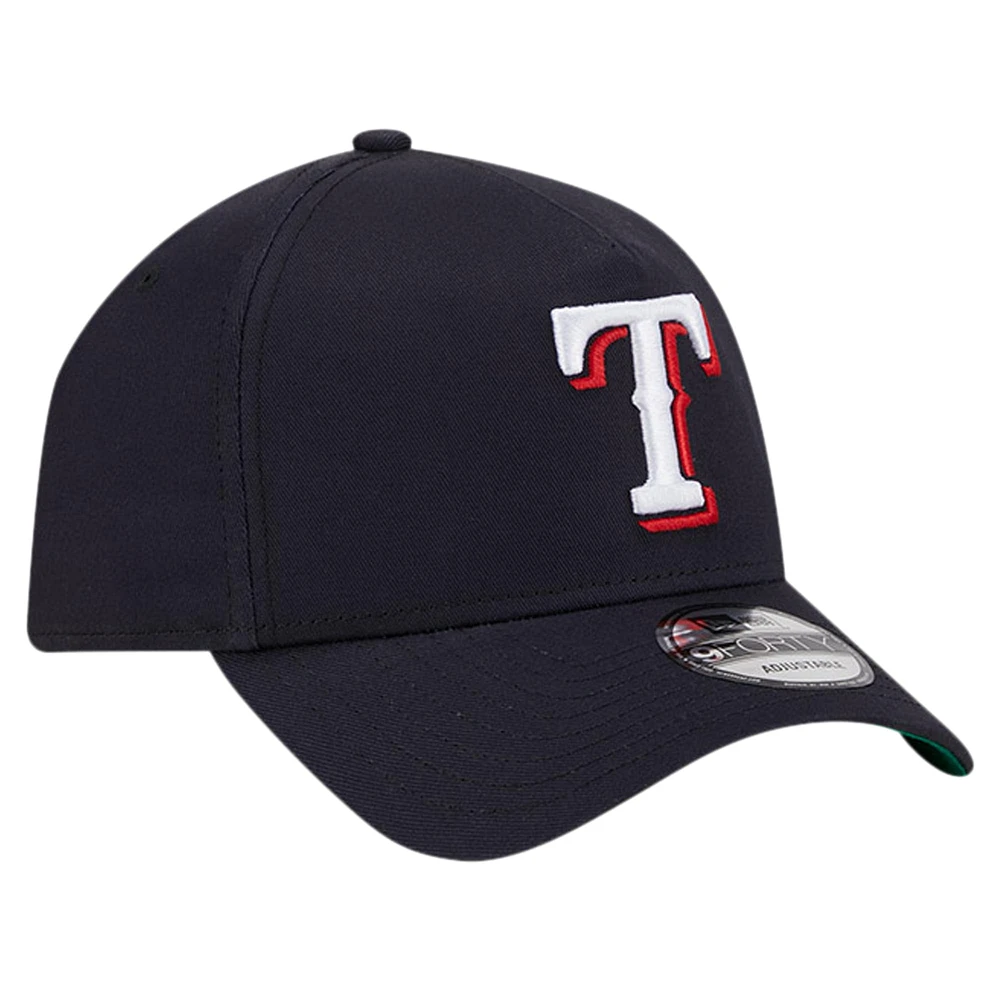 Casquette ajustable 9FORTY couleur équipe A-Frame des Texas Rangers New Era pour hommes, bleu marine