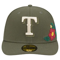 Men's New Era Olive Texas Rangers Tonal Florals 59FIFTY Fitted Hat