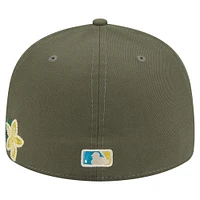 Men's New Era Olive Texas Rangers Tonal Florals 59FIFTY Fitted Hat