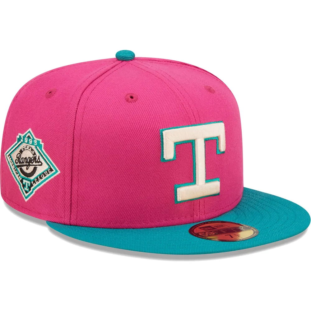 Men's New Era White/Pink Texas Rangers Chrome Rogue 59FIFTY Fitted Hat