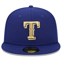 Casquette ajustée 59FIFTY New Era Royal Texas Rangers 2024 Gold Collection pour homme