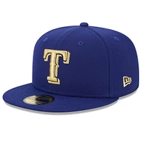 Casquette ajustée 59FIFTY New Era Royal Texas Rangers 2024 Gold Collection pour homme