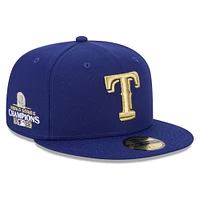 Casquette ajustée 59FIFTY New Era Royal Texas Rangers 2024 Gold Collection pour homme