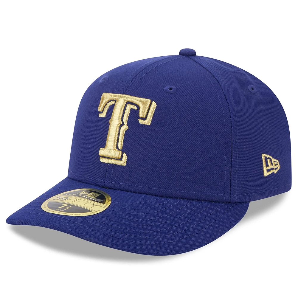 Casquette ajustée 59FIFTY à profil bas New Era Royal Texas Rangers 2024 Gold Collection pour homme