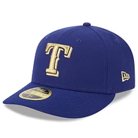 Casquette ajustée 59FIFTY à profil bas New Era Royal Texas Rangers 2024 Gold Collection pour homme