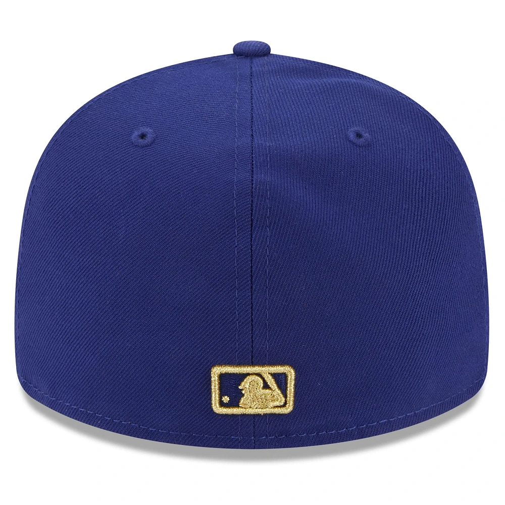 Casquette ajustée 59FIFTY à profil bas New Era Royal Texas Rangers 2024 Gold Collection pour homme