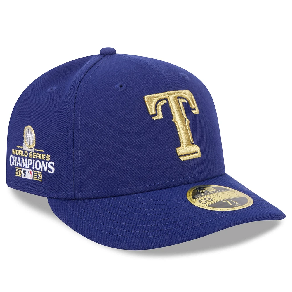 Casquette ajustée 59FIFTY à profil bas New Era Royal Texas Rangers 2024 Gold Collection pour homme