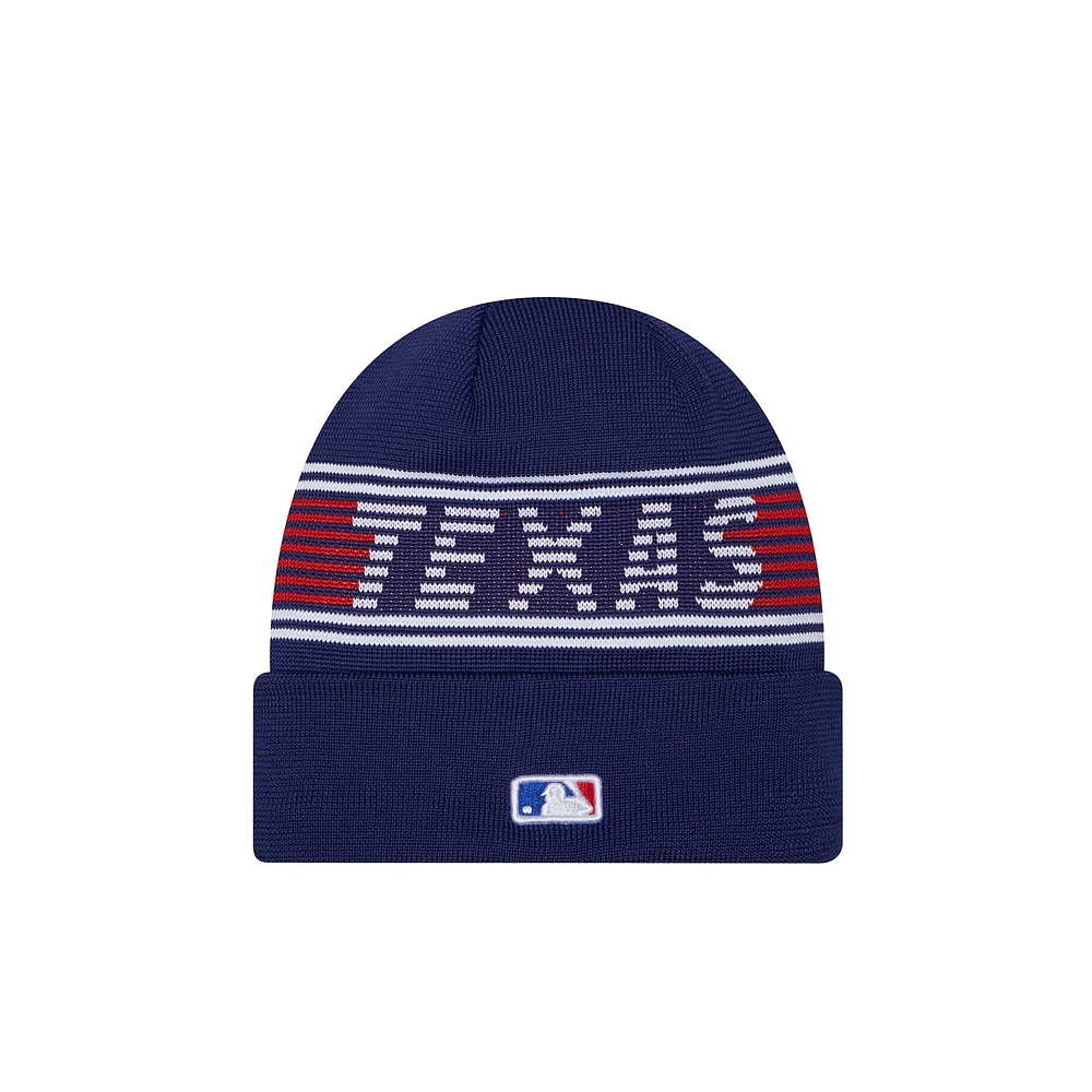 Bonnet en tricot à revers pour homme de la collection authentique Royal Texas Rangers de New Era