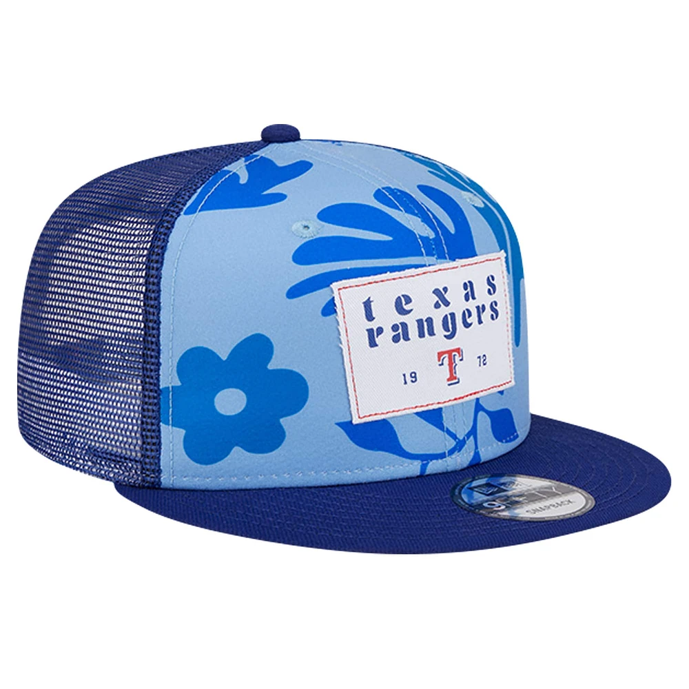 Men's New Era Royal Texas Rangers Bikini Bottom Trucker 9FIFTY Snapback Hat