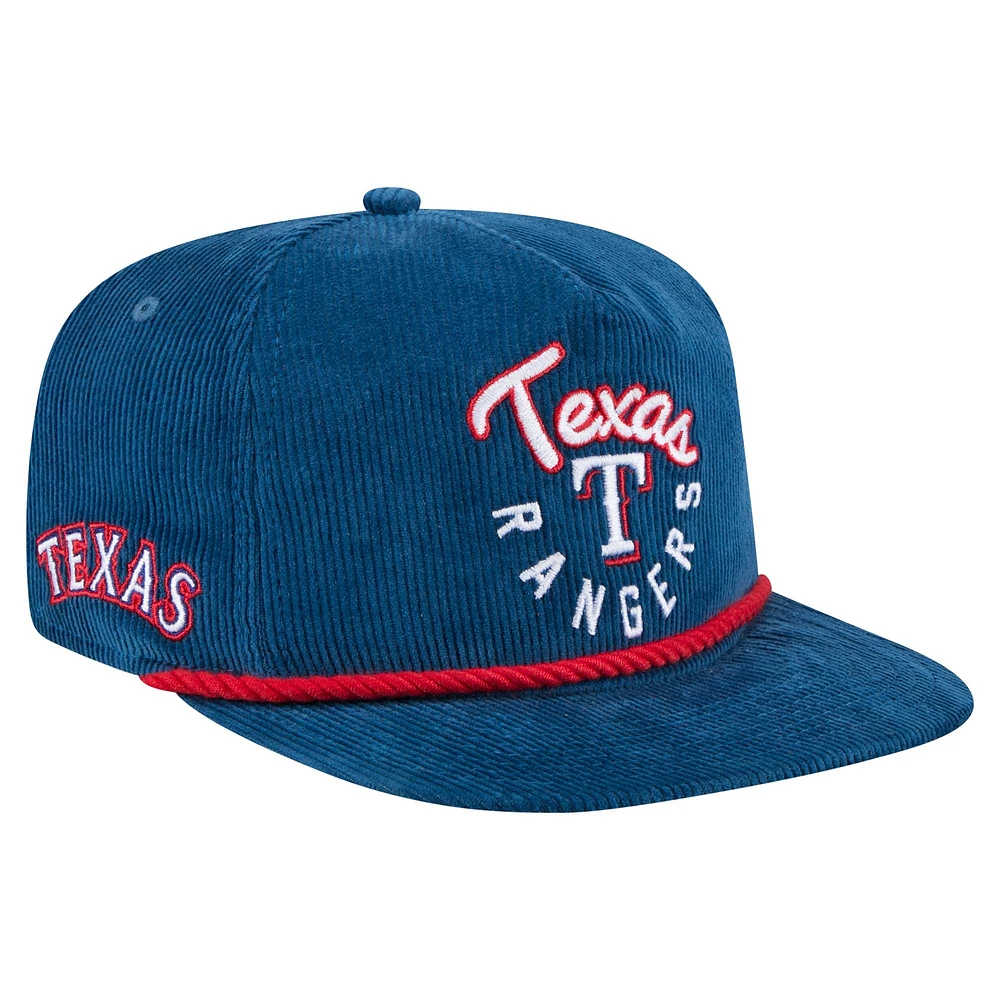 Casquette de golf ajustable en velours côtelé Full Circle Royal Texas Rangers de New Era pour homme