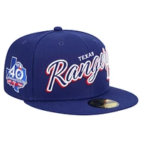 Men's New Era Royal Texas Rangers Script Sided 59FIFTY Fitted Hat