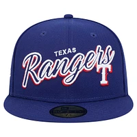 Men's New Era Royal Texas Rangers Script Sided 59FIFTY Fitted Hat