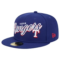 Men's New Era Royal Texas Rangers Script Sided 59FIFTY Fitted Hat