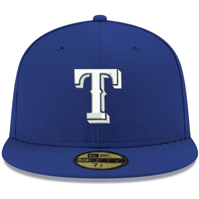 Casquette ajustée 59FIFTY blanche avec logo Royal Texas Rangers New Era pour homme