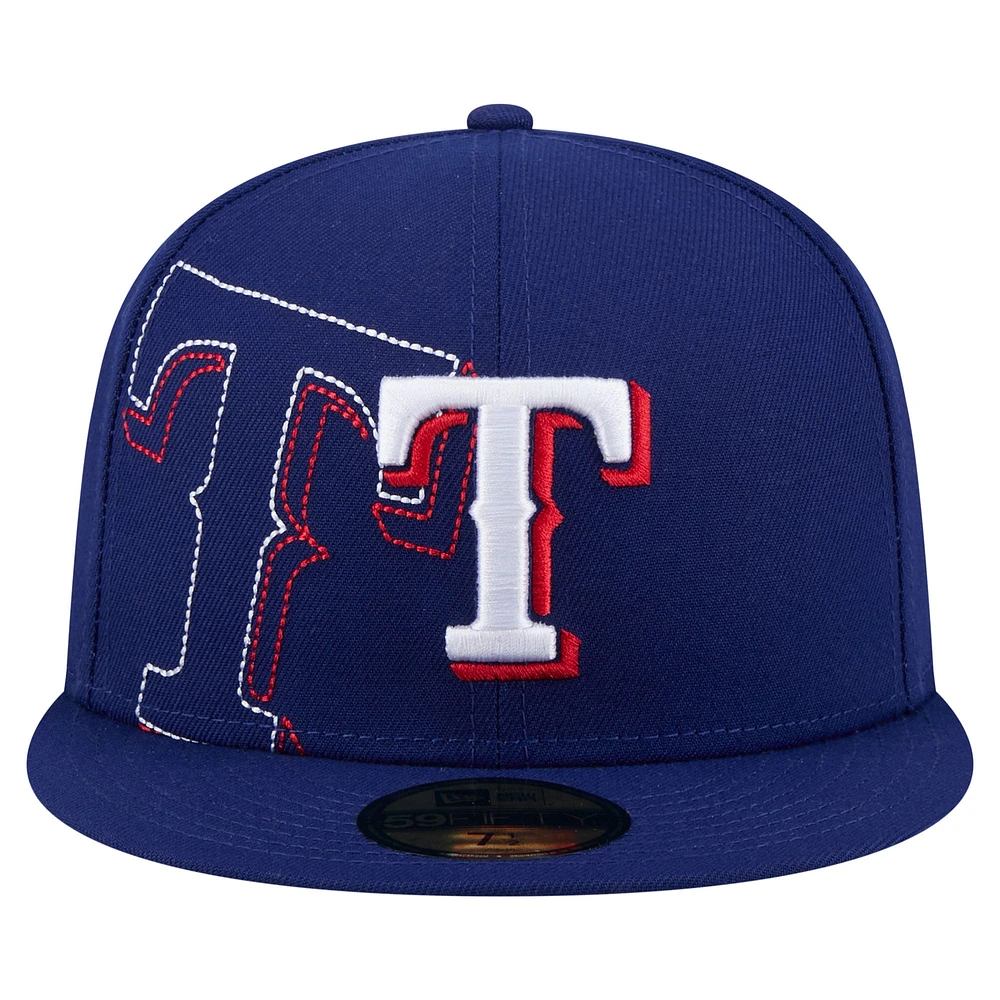 Casquette ajustée 59FIFTY New Era Royal Texas Rangers pour homme