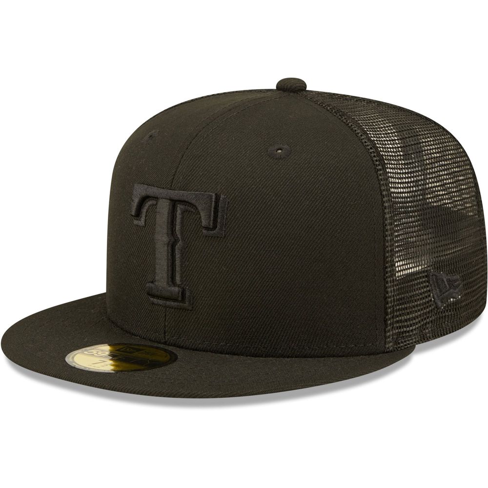 Men's Texas Rangers New Era Black Sidepatch 59FIFTY Fitted Hat
