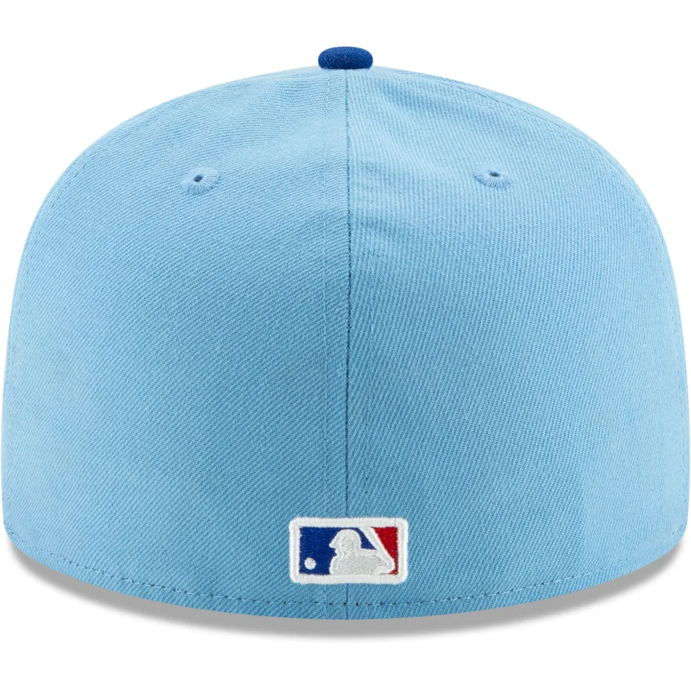 Casquette ajustée 59FIFTY pour homme New Era Texas Rangers bleu clair/royal On-Field Authentic Collection