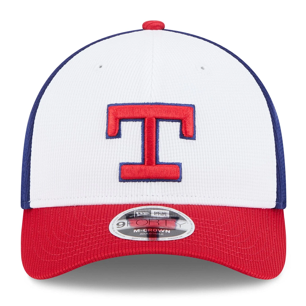 Men's New Era  White/Red Texas Rangers 2025 Batting Practice 9FORTY M-Crown Adjustable Hat