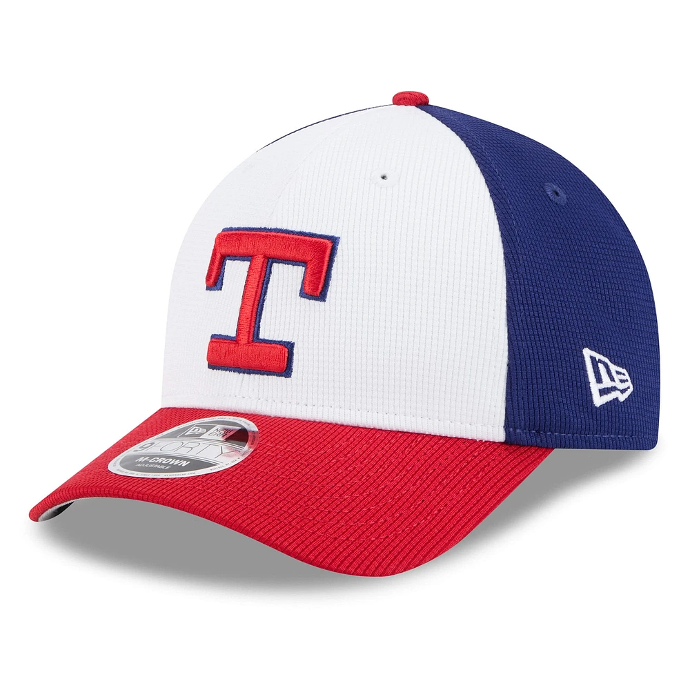 Men's New Era White/Red Texas Rangers 2025 Batting Practice 9FORTY M-Crown Adjustable Hat