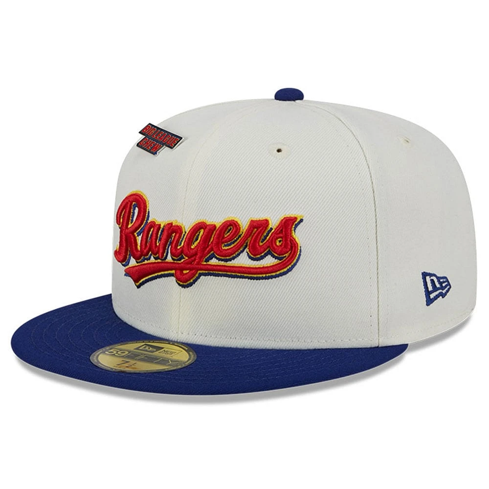 Casquette ajustée 59FIFTY originale Big League Chew New Era des Texas Rangers pour hommes, blanche