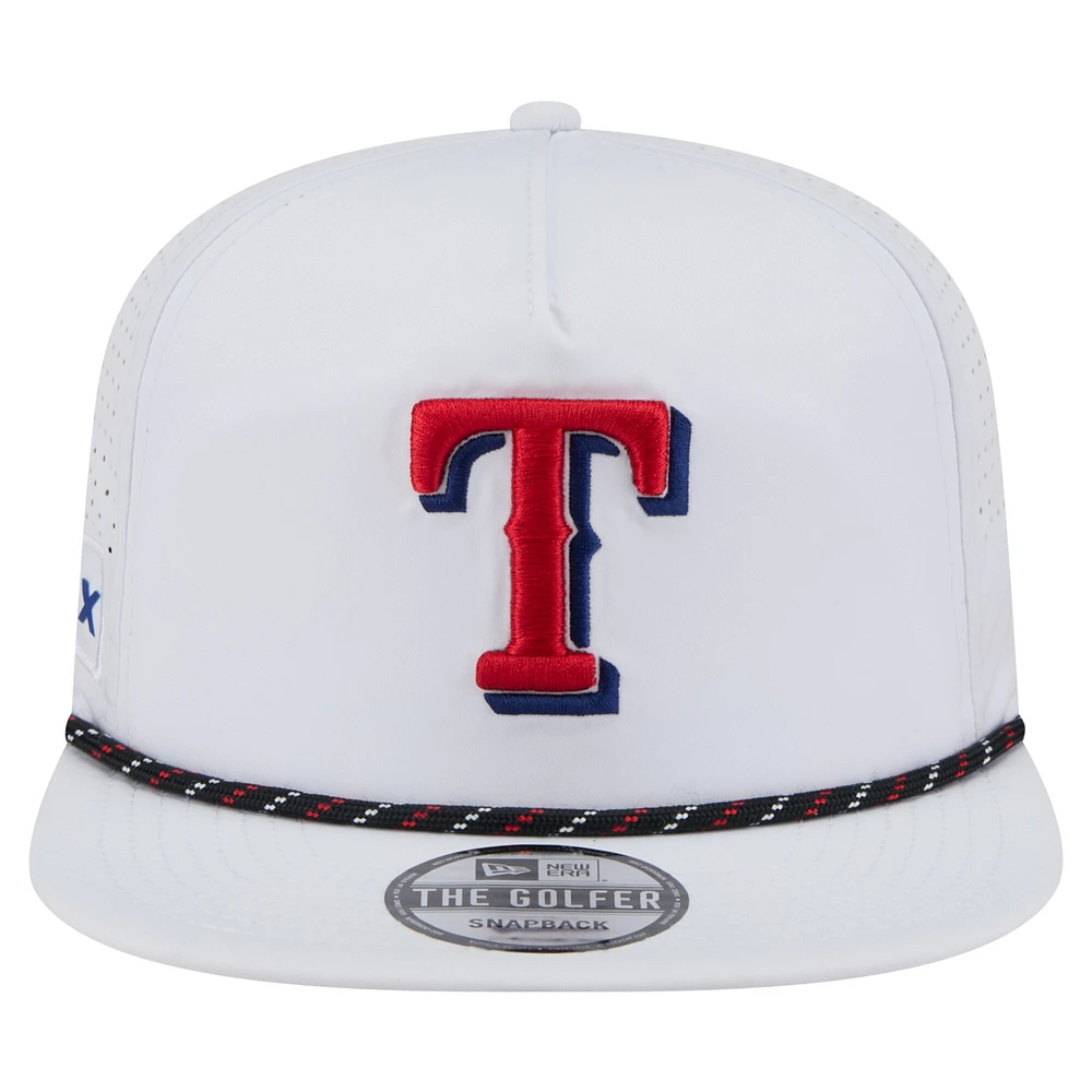 Men's New Era White Texas Rangers Perforated Golfer Snapback Hat