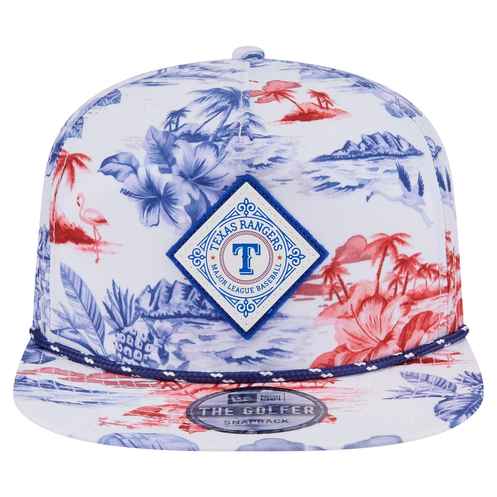 Casquette snapback blanche à imprimé Texas Rangers pour homme de New Era