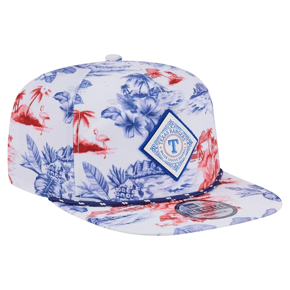Casquette snapback blanche à imprimé Texas Rangers pour homme de New Era