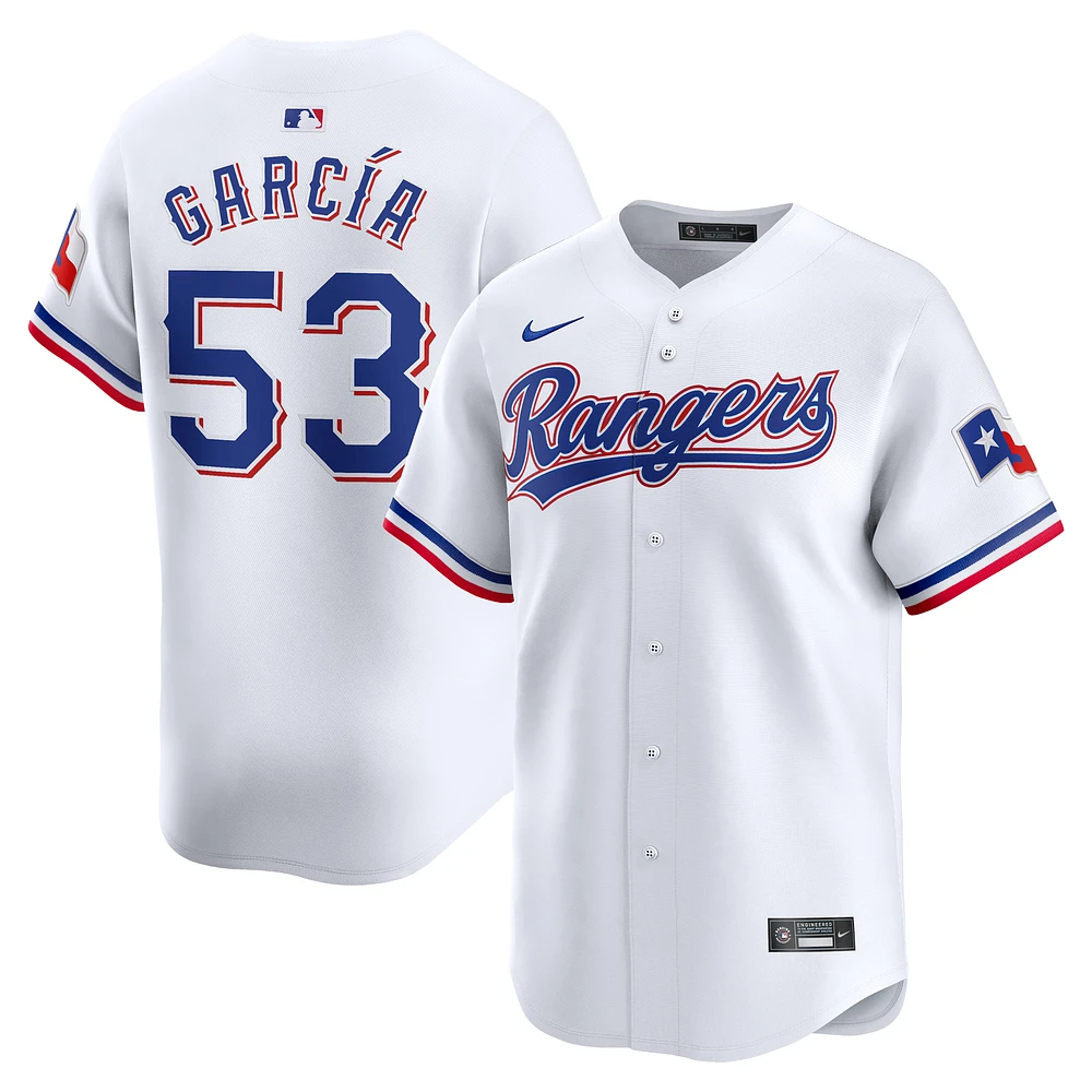 Maillot de joueur Nike Adolis García Texas Rangers Home Limited pour homme, blanc