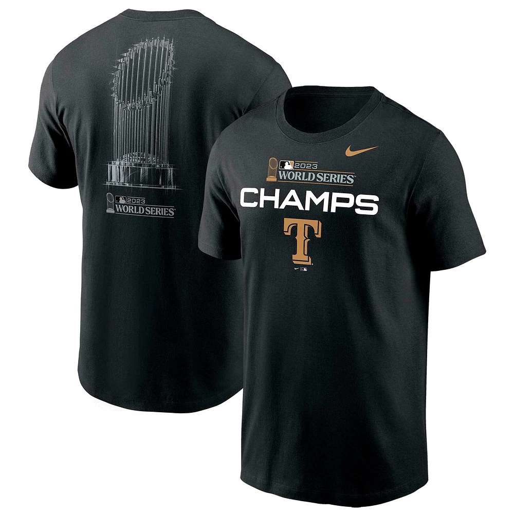 T-shirt Nike noir Texas Rangers 2023 World Series Champions Trophy pour homme